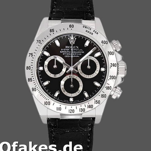Super Clone Men's Rolex Daytona 40mm Men's-116519-White Gold-Black Dial Black<br />