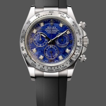 Super Clone Men's Rolex Daytona 116519 White Gold with Blue Garnet Disc and Diamond Markings Blue Dial