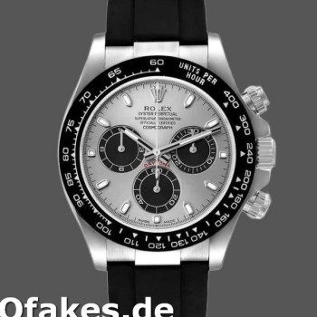 Super Clone Men's Rolex Daytona 40mm Men's-116519-White Gold-Grey Dial Grey