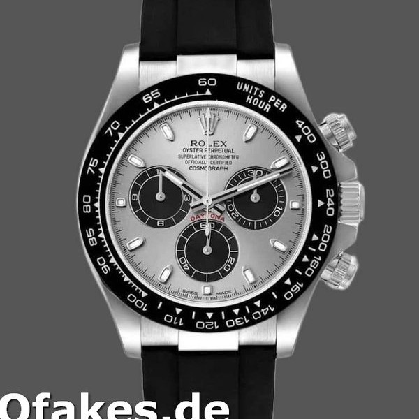 Super Clone Men's Rolex Daytona 40mm Men's-116519-White Gold-Grey Dial Grey