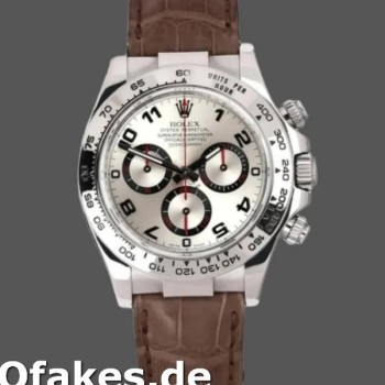 Super Clone Men's Rolex Daytona 40mm Men's-116519-White Gold-Racing Dial-Brown Leather Strap Racing