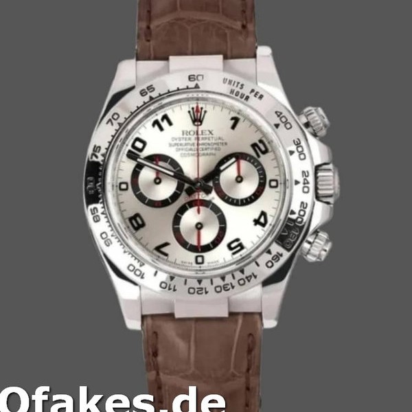 Super Clone Men's Rolex Daytona 40mm Men's-116519-White Gold-Racing Dial-Brown Leather Strap Racing