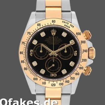 Super Clone Men's Rolex Daytona 40mm Men's-116523-Stainless Steel-Black Diamond Dial Black