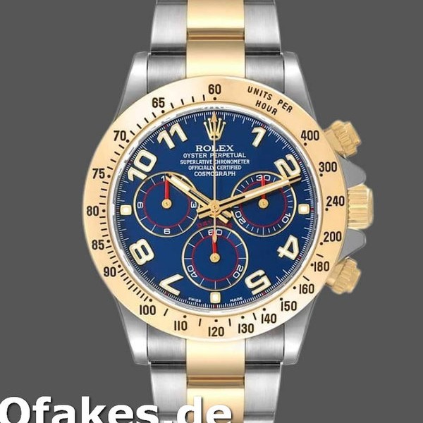 Super Clone Men's Rolex Daytona 40mm Men's-116523-Steel & Yellow Gold-Blue Racing Dial Blue
