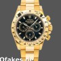 Super Clone Men's Rolex Daytona 40mm Men's-116528-Black Dial-Yellow Gold Black