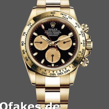 Super Clone Men's Rolex Daytona 40mm Men's-116528-Yellow Gold-Black Paul Newman Dial Black
