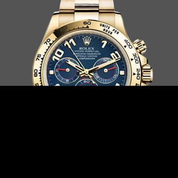 Super Clone Men's Rolex Daytona 40mm Men's-116528-Yellow Gold-Blue Racing Dial Blue