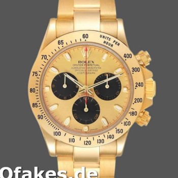 Super Clone Men's Rolex Daytona 40mm Men's-116528-Yellow Gold-Champagne Dial Champagne