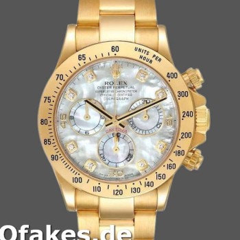 Super Clone Men's Rolex Daytona 40mm Men's-116528-Yellow Gold-MOP-Diamond Dial MOP