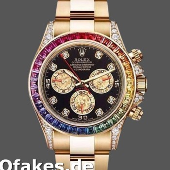 Super Clone Men's Rolex Daytona-116598, 40mm, Yellow Gold, Black Diamond Dial, Men’s Black