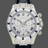 Super Clone Men's Rolex Daytona 40mm Men's-116599-Pave Diamond Dial-Blue Leather Strap Blue