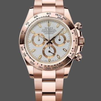 Super Clone Men's Rolex Daytona 126508 18K Rose Gold White Dial Men's Chronograph White Dial