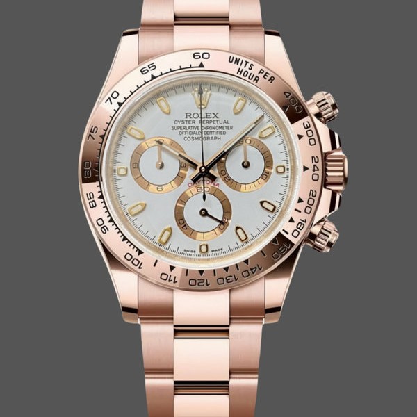 Super Clone Men's Rolex Daytona 126508 18K Rose Gold White Dial Men's Chronograph White Dial