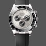 Super Clone Men's Rolex Daytona-126519LN 0006, 40mm, White Gold Oysterflex, Silver Ghost Dial, Gray