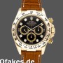 Super Clone Men's Rolex Daytona 40mm Men's-16518-Black Diamond Dial-Leather Strap Black