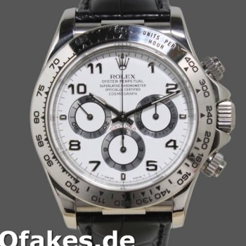 Super Clone Men's Rolex Daytona 40mm Men's-16519-White Dial-Black Leather Strap White