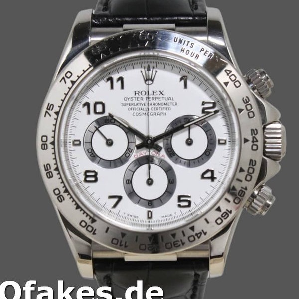 Super Clone Men's Rolex Daytona 40mm Men's-16519-White Dial-Black Leather Strap White