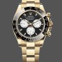 Super Clone Men's Rolex Daytona 40-126528LN 0001, Yellow Gold, Le Mans 100th Anniversary Black Dial