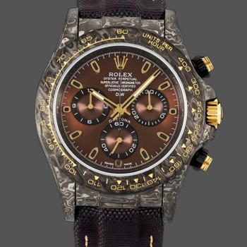 Super Clone Men's Rolex Daytona DIW Carbon Case 40MM Chocolate Dial with Nylon Strap Chocolate