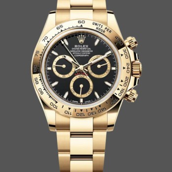 Super Clone Men's Rolex Daytona-126508 0004, 40mm, Yellow Gold Oyster Bracelet, Black Stick Dial, Black