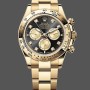 Super Clone Men's Rolex Cosmograph Daytona-126508 0003, Yellow Gold, Black Dial, Black