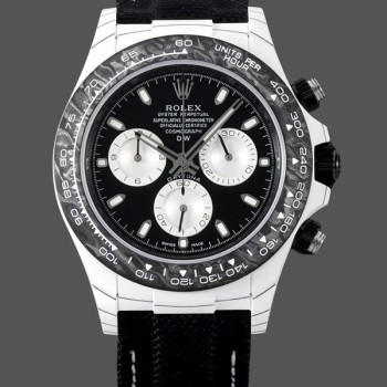 Super Clone Men's Rolex Daytona Cosmograph Carbon Fiber Black Dial 40MM Black