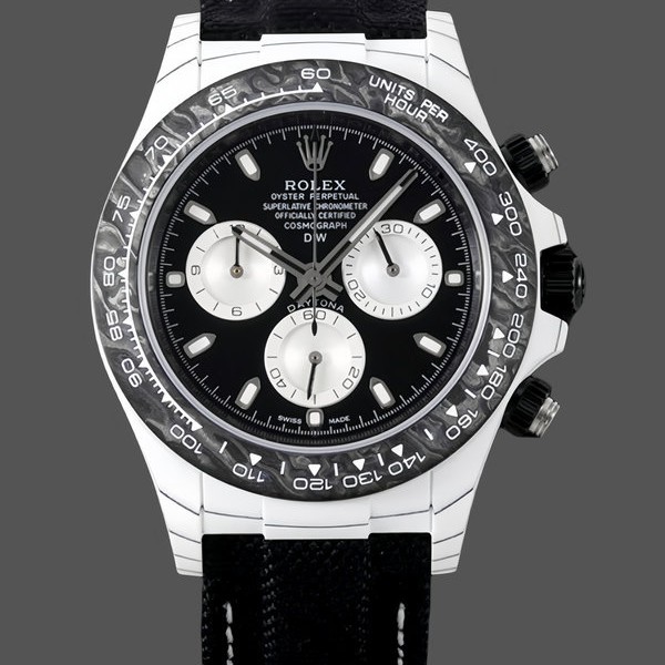 Super Clone Men's Rolex Daytona Cosmograph Carbon Fiber Black Dial 40MM Black