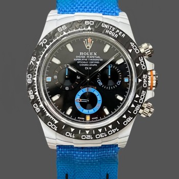 Super Clone Men's Rolex Daytona Cosmograph Carbon Fiber 40MM with Nylon Strap Black