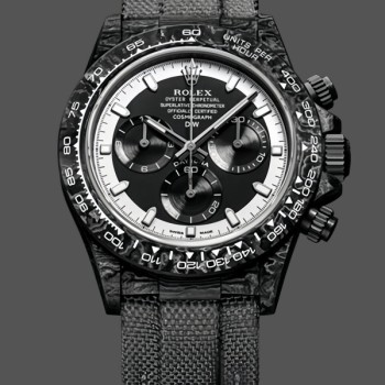 Super Clone Men's Rolex Daytona DIW Carbon Fiber Black Dial 40MM Black/White