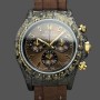 Super Clone Men's Rolex Daytona-DIW, 40mm, Black & Gold, NTPT Customised, Carbon Fiber, Brown