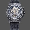 Super Clone Men's Rolex Daytona DIW, Carbon Fiber Skeleton, Black, Skeleton