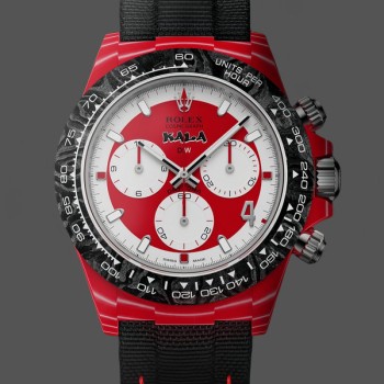 Super Clone Men's Rolex Daytona-DIW x Kakha Kaladze, Customised Oyster, Red Quartz, Carbon Fiber, 40mm, Red and White