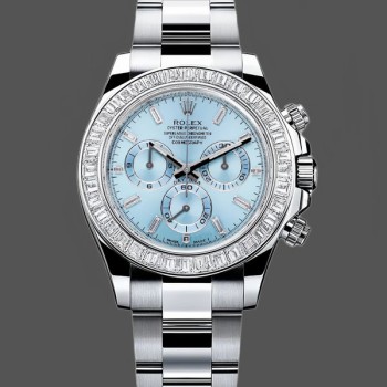 Super Clone Men's Rolex Daytona-116576TBR, Platinum, Ice Blue Dial, Ice Blue Dial