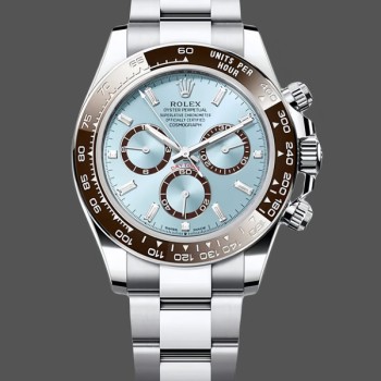 Super Clone Men's Rolex Platinum Cosmograph Daytona-126506 0002, Ice Blue, Diamond Baguette Dial, Ice Blue Diamond Baguette