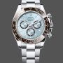 Super Clone Men's Rolex Platinum Cosmograph Daytona-126506 0002, Ice Blue, Diamond Baguette Dial, Ice Blue Diamond Baguette