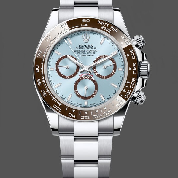 Super Clone Men's Rolex Platinum Cosmograph Daytona-126506 0001, Ice Blue, Index Dial, Oyster Bracelet, Ice Blue