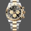 Super Clone Men's Rolex Daytona-126503 0002, Two-Tone, Black Diamond, Black