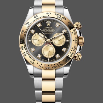 Super Clone Men's Rolex Daytona-126503 0002, Two-Tone, Black Diamond, Black
