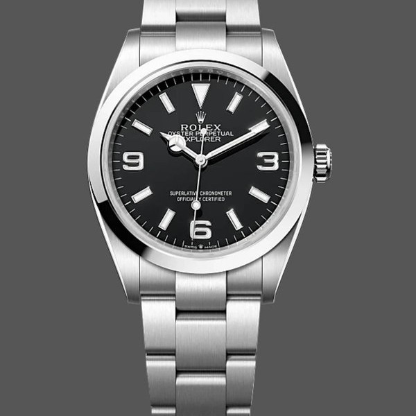 Super Clone Unisex's Rolex Explorer-124270 0001, 36mm, Stainless Steel, Black Dial Black