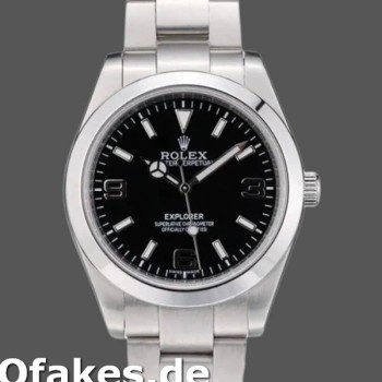 Super Clone Men's Rolex Explorer 39mm Men's-42002-Stainless Steel-Black Dial Black