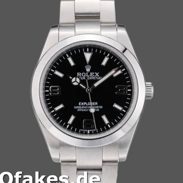 Super Clone Men's Rolex Explorer 39mm Men's-42002-Stainless Steel-Black Dial Black
