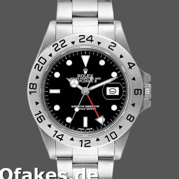 Super Clone Men's Rolex Explorer II 39mm Men's-16550-Stainless Steel-Black Dial Black