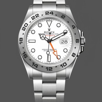 Super Clone Men's Rolex Explorer II 42mm Men's-m226570 0001-Stainless Steel-White Dial White