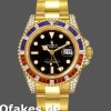 Super Clone Men's Rolex GMT-Master II 40mm Men's-116758-Oyster Bracelet-Black Dial-Diamonds Black