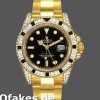 Super Clone Men's Rolex GMT-Master II 40mm Men's-116758-Yellow Gold-Black Dial-Diamonds Black