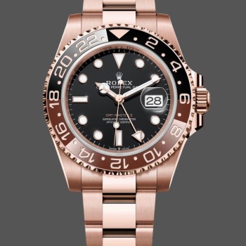 Super Clone Men's Rolex GMT-Master II 40mm Men's-126715CHNR-Black Dial-Everose Case Black