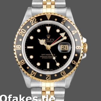 Super Clone Men's Rolex GMT-Master II 40mm Men's-16713LN-Oystersteel & Yellow Gold-Black Dial Black