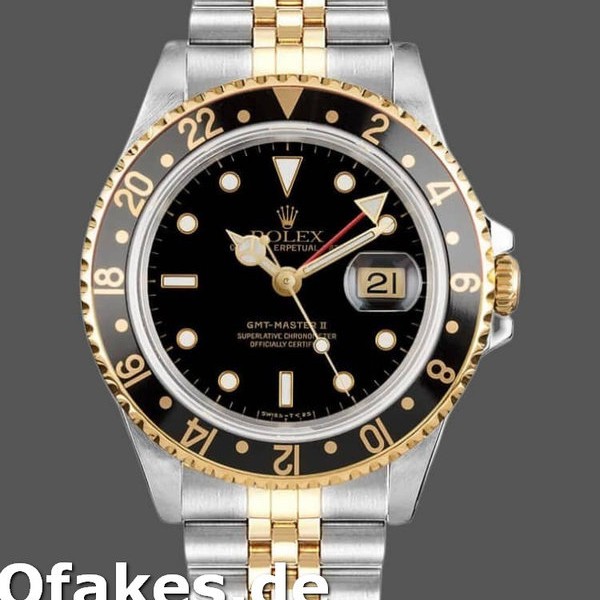 Super Clone Men's Rolex GMT-Master II 40mm Men's-16713LN-Oystersteel & Yellow Gold-Black Dial Black