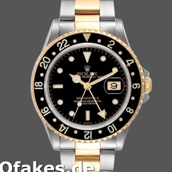 Super Clone Men's Rolex GMT-Master II 40mm Men's-16713LN-Steel & Yellow Gold-Black Dial Black