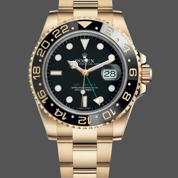 Super Clone Men's Rolex GMT-Master II 40mm Black Dial 116718LN Yellow Gold Men's Black Dial